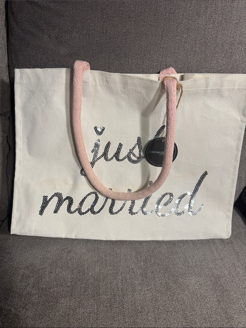 Cynthia Rowley Just Married Large Sequin Tote Bag Bride Wedding